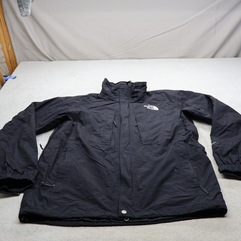 North Face Jacket Mens Large Black Full Zip Waterproof Wind Rain 3in1 Shell